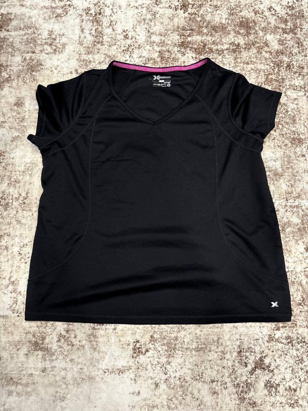 Xersion Black Quick-Dry Active V-Neck Workout Top 1X (Flawed)